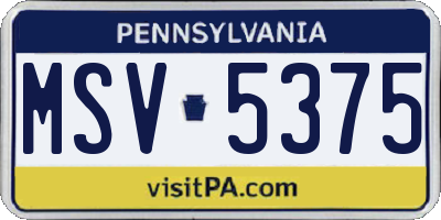 PA license plate MSV5375
