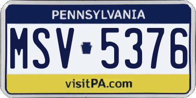 PA license plate MSV5376
