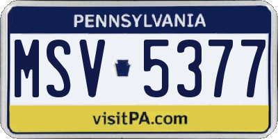 PA license plate MSV5377