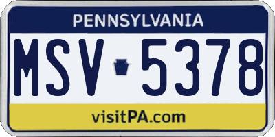 PA license plate MSV5378