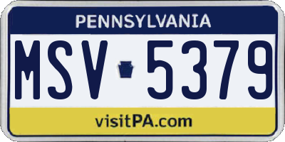 PA license plate MSV5379