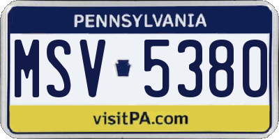 PA license plate MSV5380