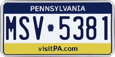 PA license plate MSV5381