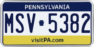 PA license plate MSV5382
