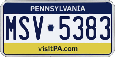 PA license plate MSV5383