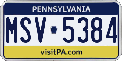 PA license plate MSV5384