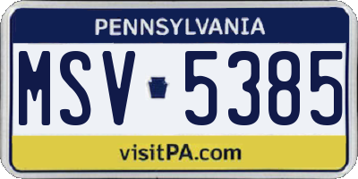 PA license plate MSV5385
