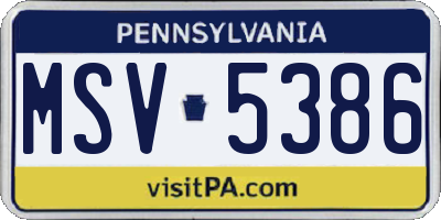 PA license plate MSV5386