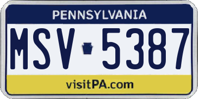 PA license plate MSV5387