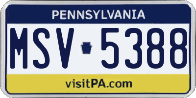 PA license plate MSV5388