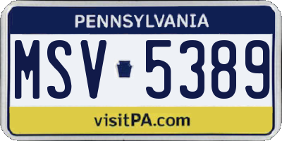 PA license plate MSV5389