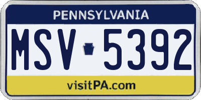 PA license plate MSV5392