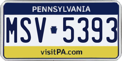 PA license plate MSV5393