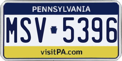 PA license plate MSV5396
