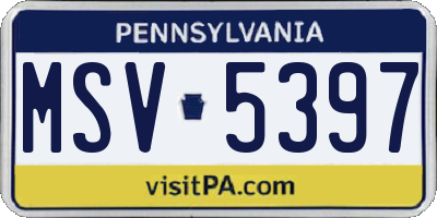 PA license plate MSV5397