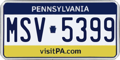 PA license plate MSV5399
