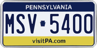 PA license plate MSV5400