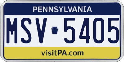 PA license plate MSV5405