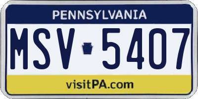 PA license plate MSV5407