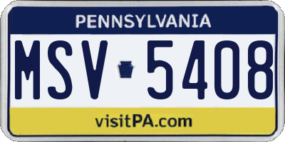 PA license plate MSV5408