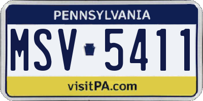 PA license plate MSV5411