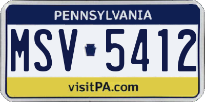 PA license plate MSV5412