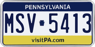 PA license plate MSV5413