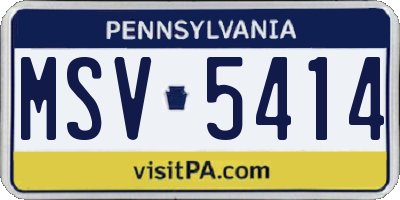 PA license plate MSV5414