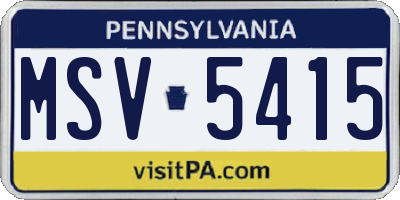 PA license plate MSV5415