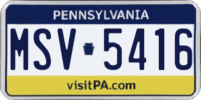 PA license plate MSV5416