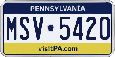 PA license plate MSV5420