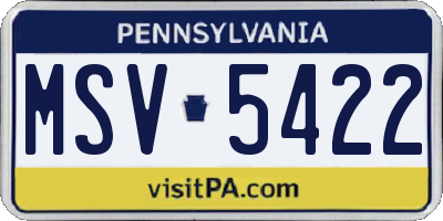 PA license plate MSV5422