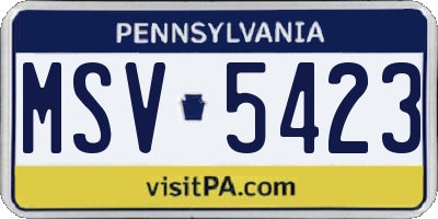 PA license plate MSV5423