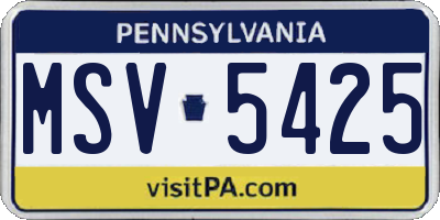 PA license plate MSV5425