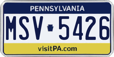 PA license plate MSV5426