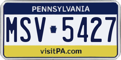 PA license plate MSV5427