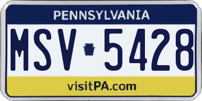 PA license plate MSV5428