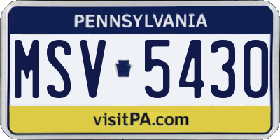 PA license plate MSV5430