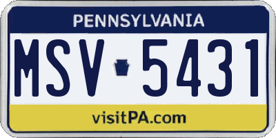 PA license plate MSV5431