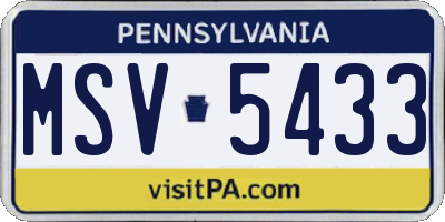 PA license plate MSV5433