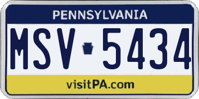 PA license plate MSV5434