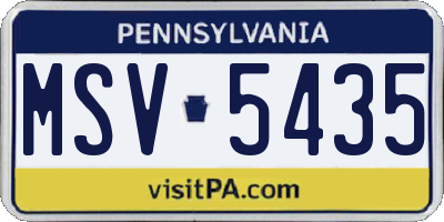 PA license plate MSV5435