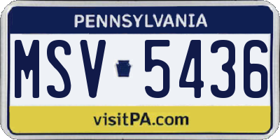 PA license plate MSV5436