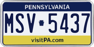 PA license plate MSV5437
