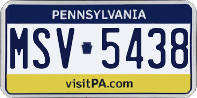 PA license plate MSV5438