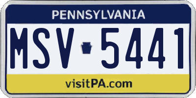 PA license plate MSV5441