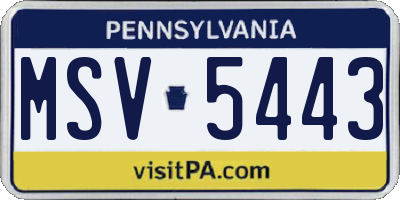 PA license plate MSV5443