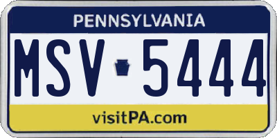 PA license plate MSV5444