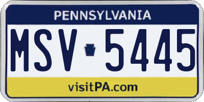 PA license plate MSV5445