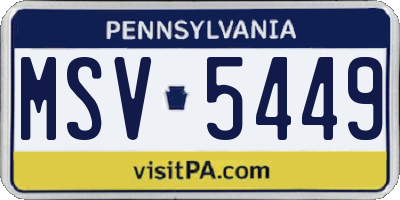 PA license plate MSV5449